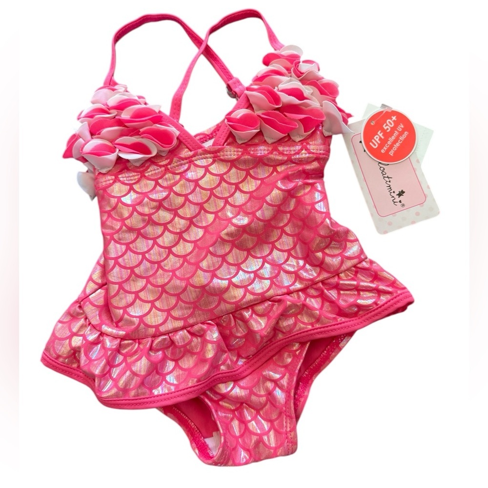 Floatimini UPF 50+ adorable swimsuit, pink mermaid, size 18 months, NWTS